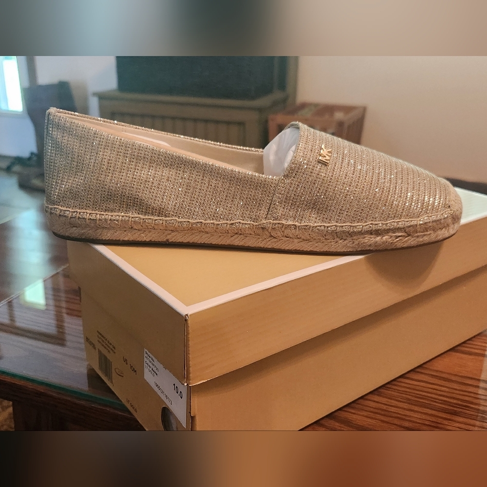 Michael Kors Shimmering Gold Espadrilles New In Box